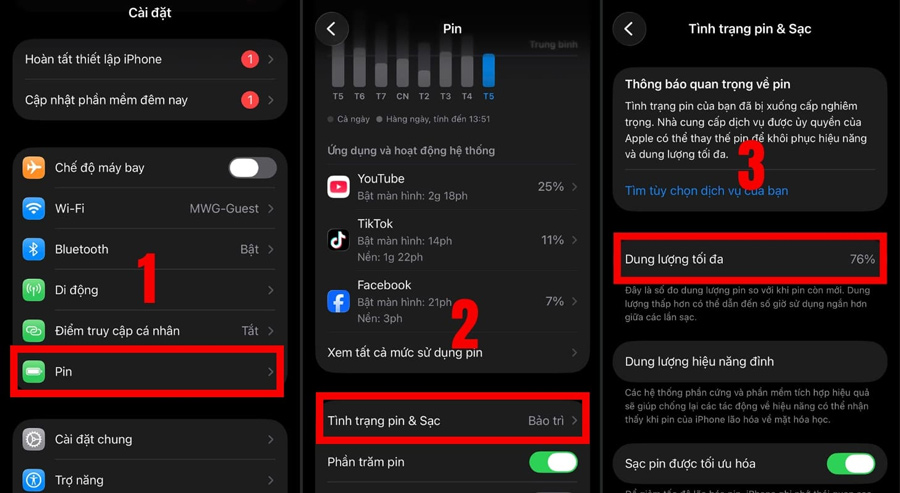 kiểm tra pin iPhone cũ