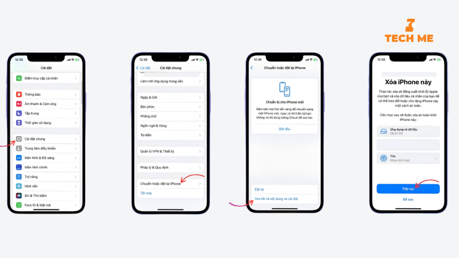 xoá dữ liệu trên iphone cũ