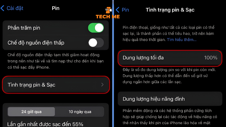 tình trạng pin iphone