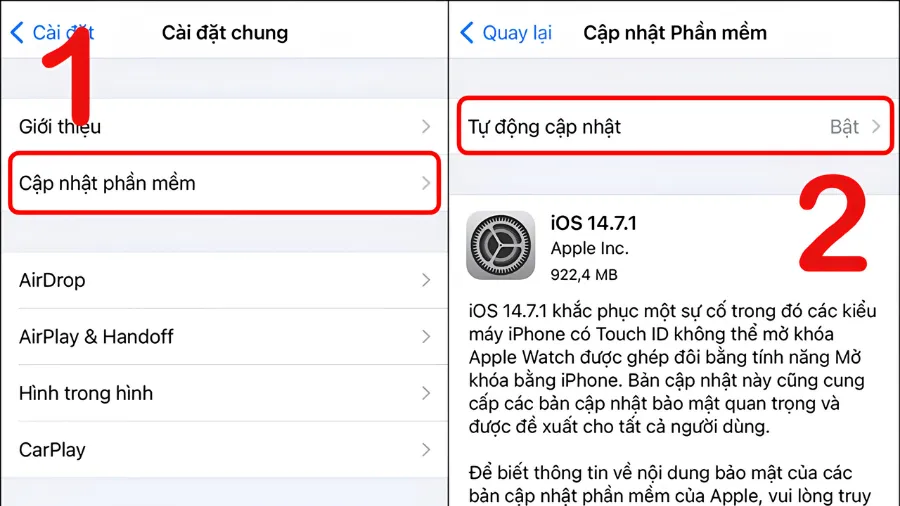 cập nhật phần mềm iPhone